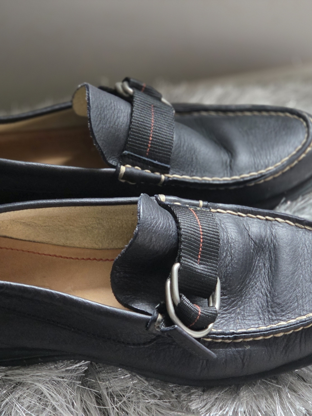 Coach Black Leather Men's Slip-On Loafers with Silver Buckle Barely warn - Picture 8 of 10